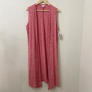 Lularoe Joy Duster Cardigan Size Medium Sleeveless Red New With Tags